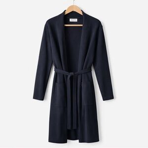 Babaton Ty Long Cardigan Coatigan Belted Navy | Aritzia Minimalist Knit Coat M